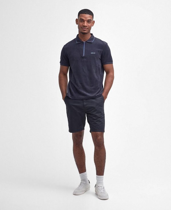 Barbour Wilton Terry Short-sleeved Polo Shirt Dark Navy | BABO88184