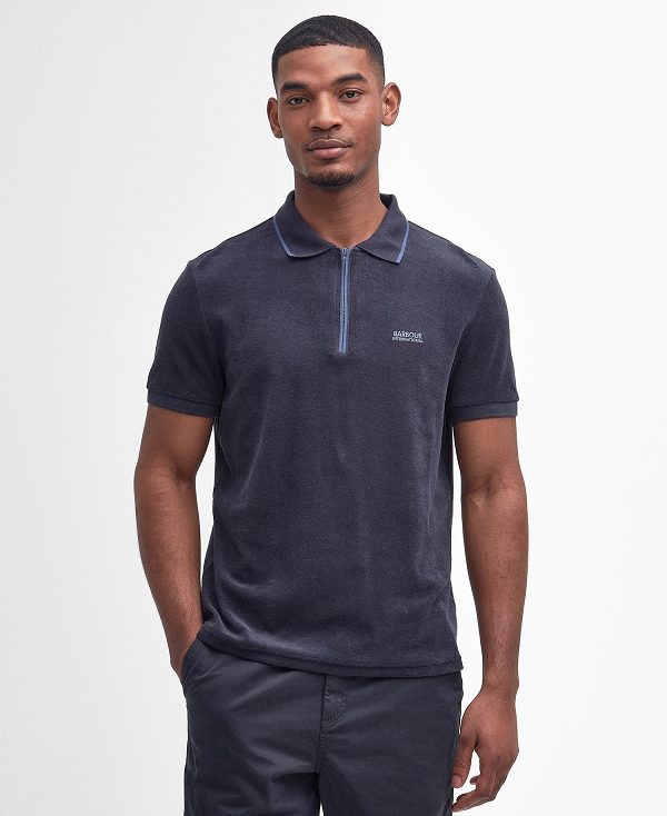 Barbour Wilton Terry Short-sleeved Polo Shirt Dark Navy | BABO88184