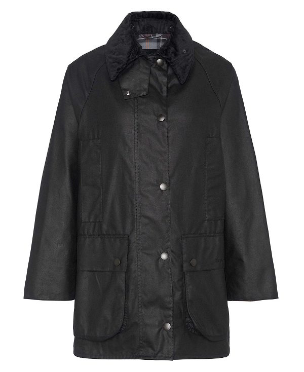 Barbour Women'S Beaufort Waxed Jacket Black/Modern | BABO89217