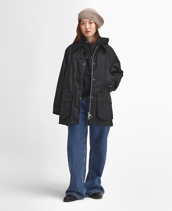 Barbour Women'S Beaufort Waxed Jacket Black/Modern | BABO89217