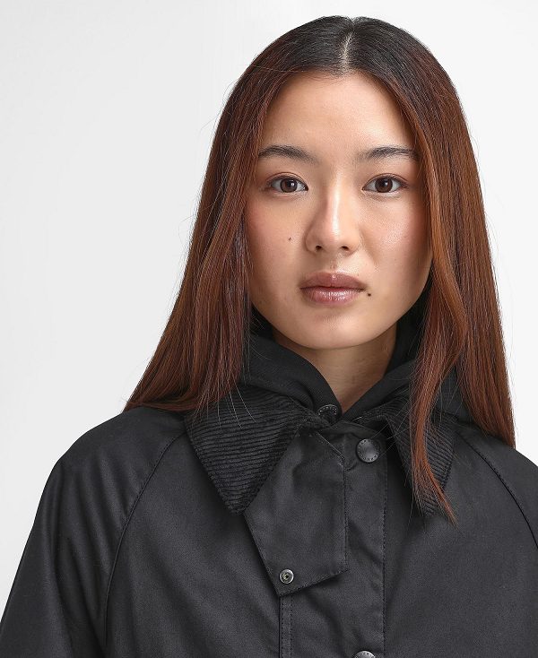 Barbour Women'S Beaufort Waxed Jacket Black/Modern | BABO89217