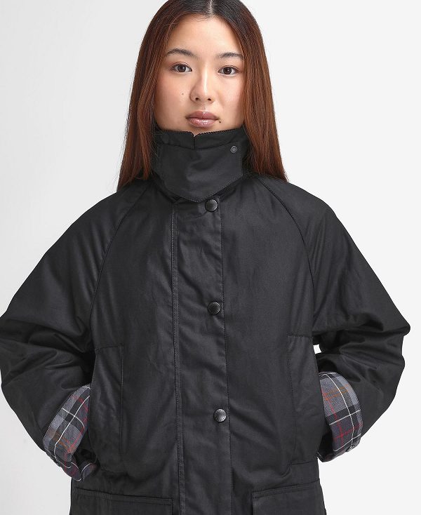 Barbour Women'S Beaufort Waxed Jacket Black/Modern | BABO89217