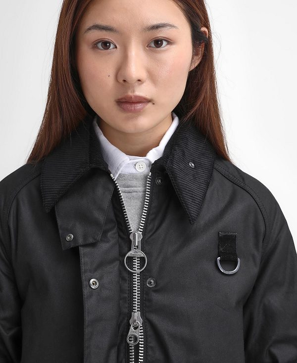 Barbour Women'S Spey Waxed Jacket Black | BABO89222