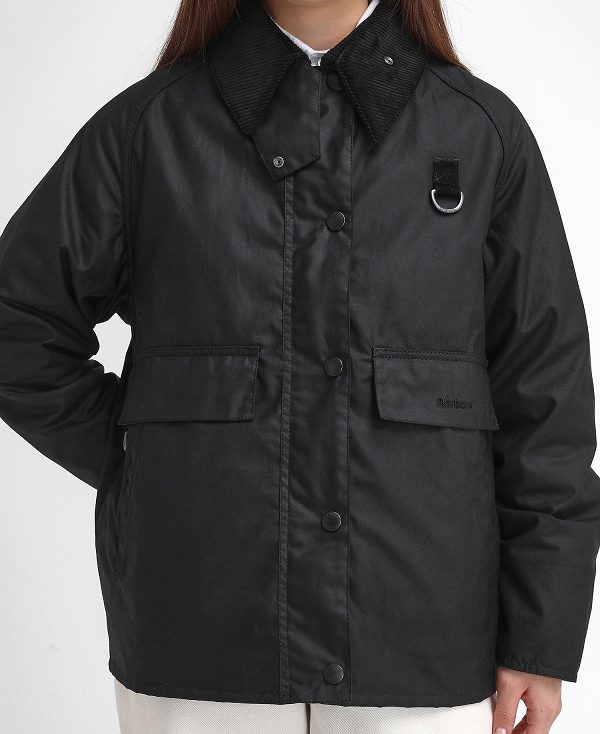 Barbour Women'S Spey Waxed Jacket Black | BABO89222