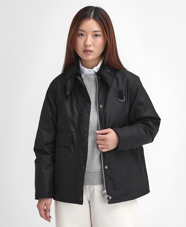 Barbour Women'S Spey Waxed Jacket Black | BABO89222