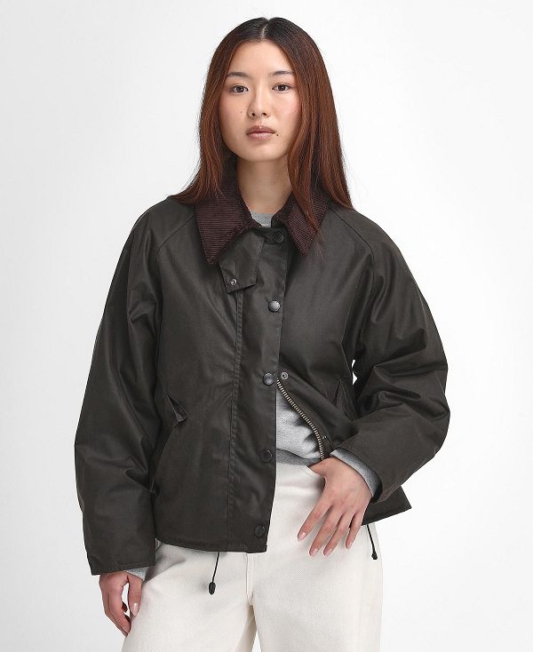 Barbour Women'S Transport Waxed Jacket Olive/Classic | BABO89229