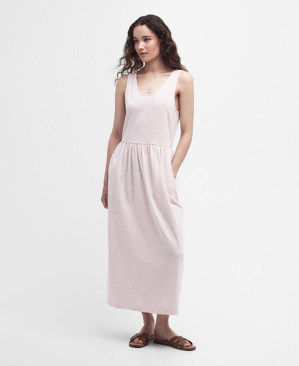 Barbour Woodford Midi Dress Pink Lavender Stripe | BABO89602