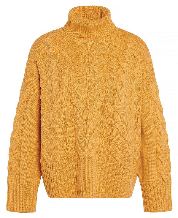 Barbour Woodlane Knitted Jumper Harvest Gold | BABO89669