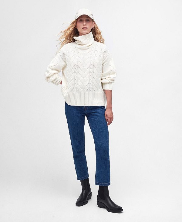 Barbour Woodlane Knitted Jumper White | BABO89670