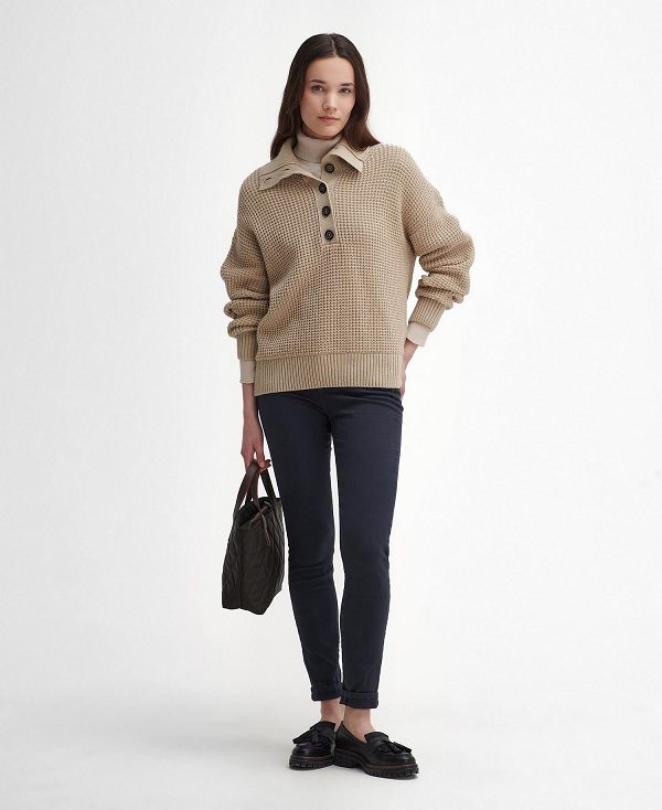 Barbour Woodside Half-button Jumper Olive | BABO89754