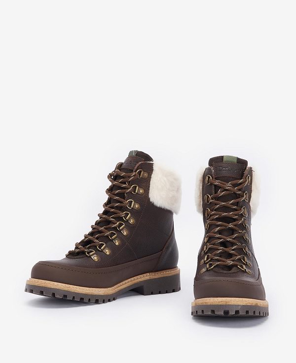 Barbour Woodside Hiker Boots Dark Brown | BABO89875