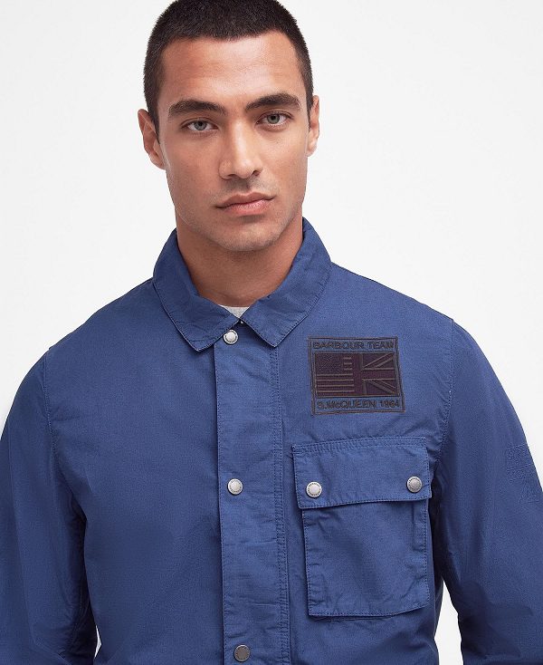 Barbour Workers Casual Jacket Washed Cobalt | BABO87468