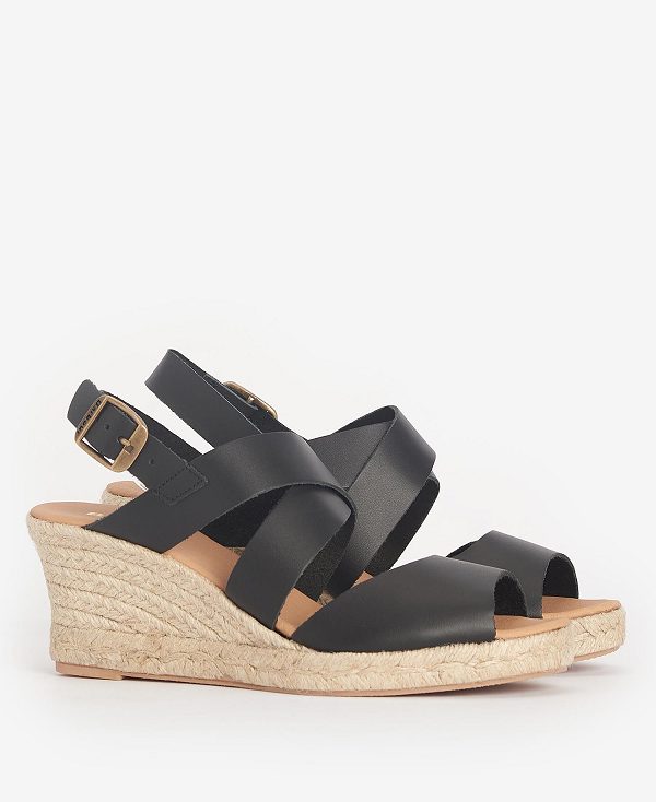 Barbour Yolanda Espadrille Wedges Black | BABO89898