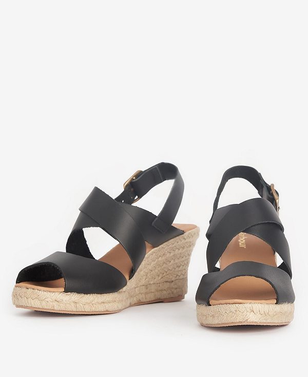 Barbour Yolanda Espadrille Wedges Black | BABO89898