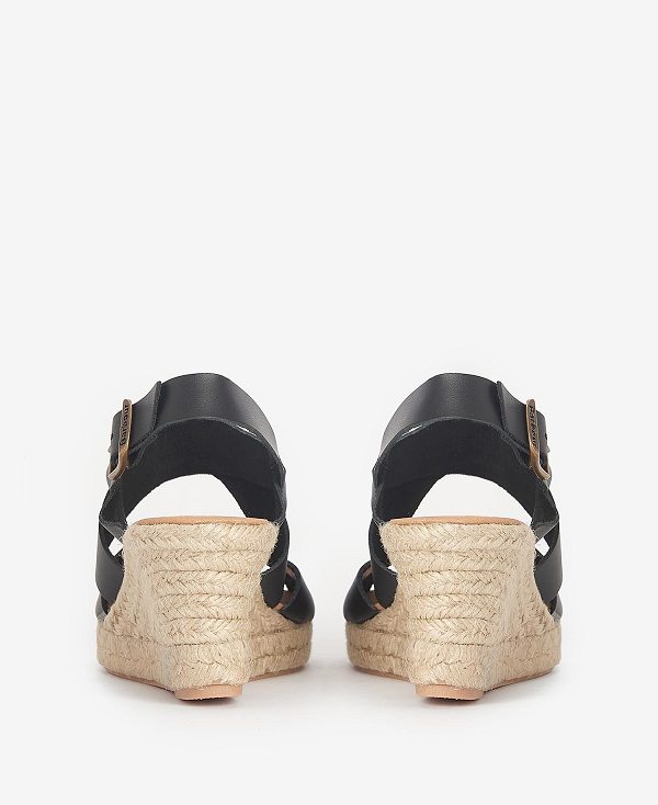 Barbour Yolanda Espadrille Wedges Black | BABO89898